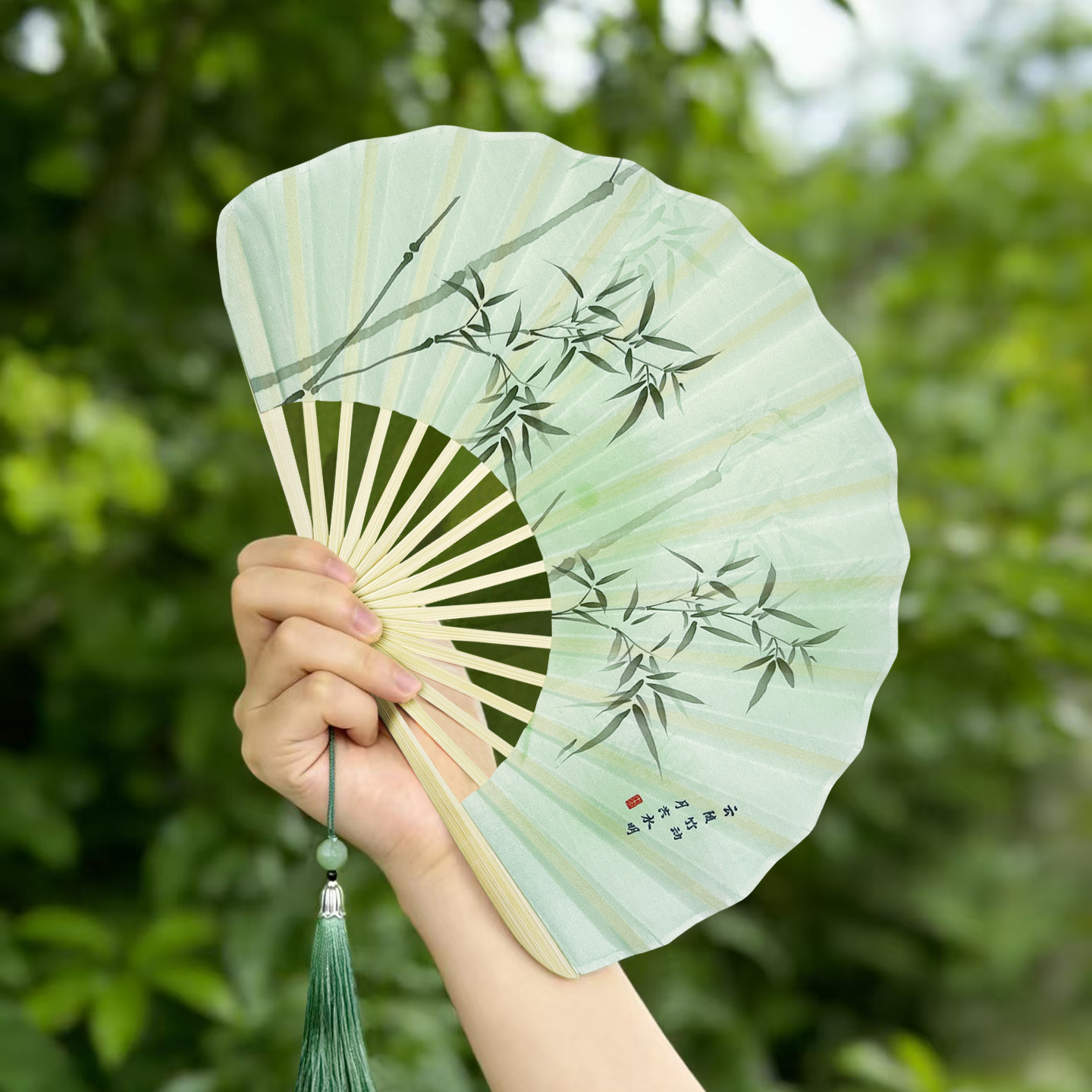 新款扇子折扇古风便携折叠扇原创贝壳扇新中式中国风高颜值小女扇