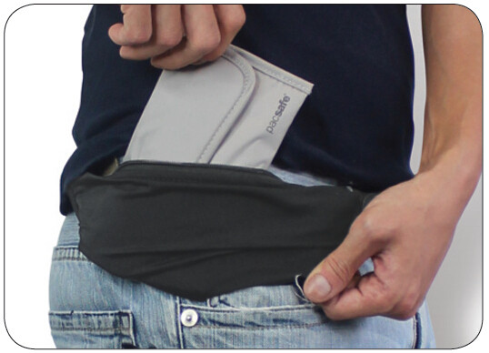 PACSAFE CASHSAFE 25 도난 방지 휴대폰 돈 여행 야외 스포츠 피트니스 러닝 벨트 백
