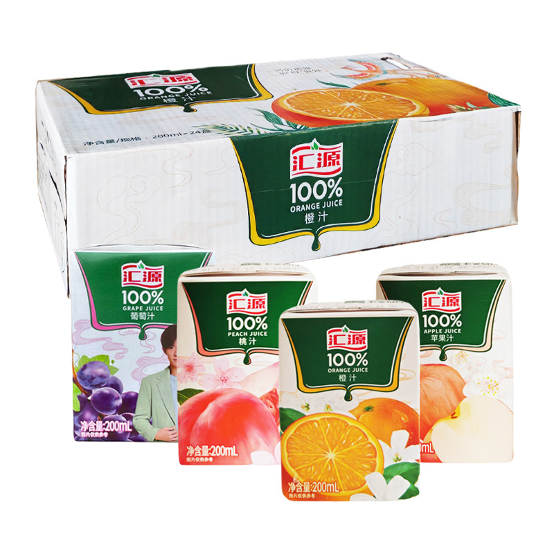 汇源100%果汁200ml*12/24盒橙汁桃汁苹果葡萄汁果汁非低热量非NFC,咖啡/麦片/冲饮,果味/风味/果汁饮料,淘宝优惠券,粉丝福利购,淘宝优惠卷
