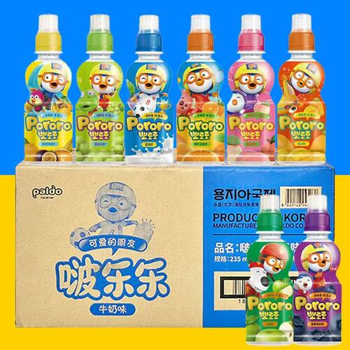 韩国进口啵乐乐饮料草莓味24瓶装