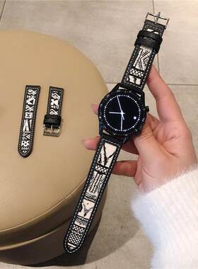 适用华为GT4表带5gt2 46mm雅致荣耀watch3pro真皮帆布国风男女潮