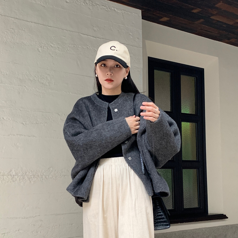 紫纨2023新款慵懒廓形加厚双面羊毛呢大衣女冬短款骆驼绒外套高端
