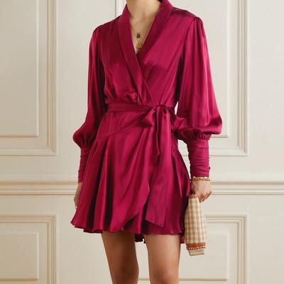 原创量身定制纯色收腰夏季真丝