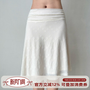 复古提花白色不规则半身裙女春中低腰a字裙 自制法式 Girl