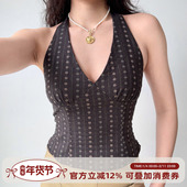上衣 复古性感露背挂脖吊带背心女外穿修身 Girl 自制美式