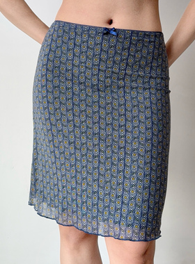 Go Girl Go 自制美式复古印花网纱包臀半身裙女辣妹裙子