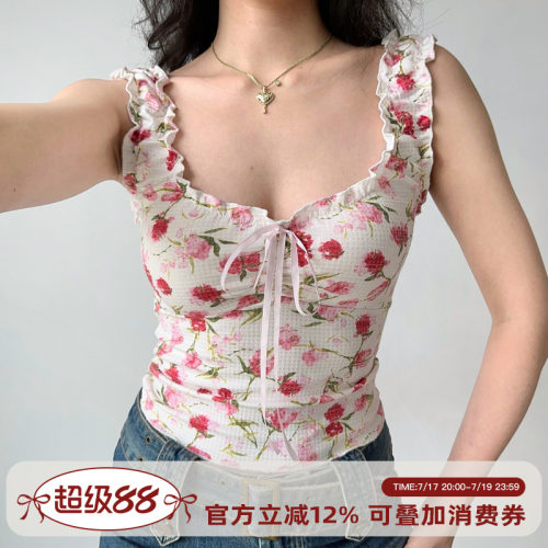 GoGirlGo印花无袖背心辣妹上衣