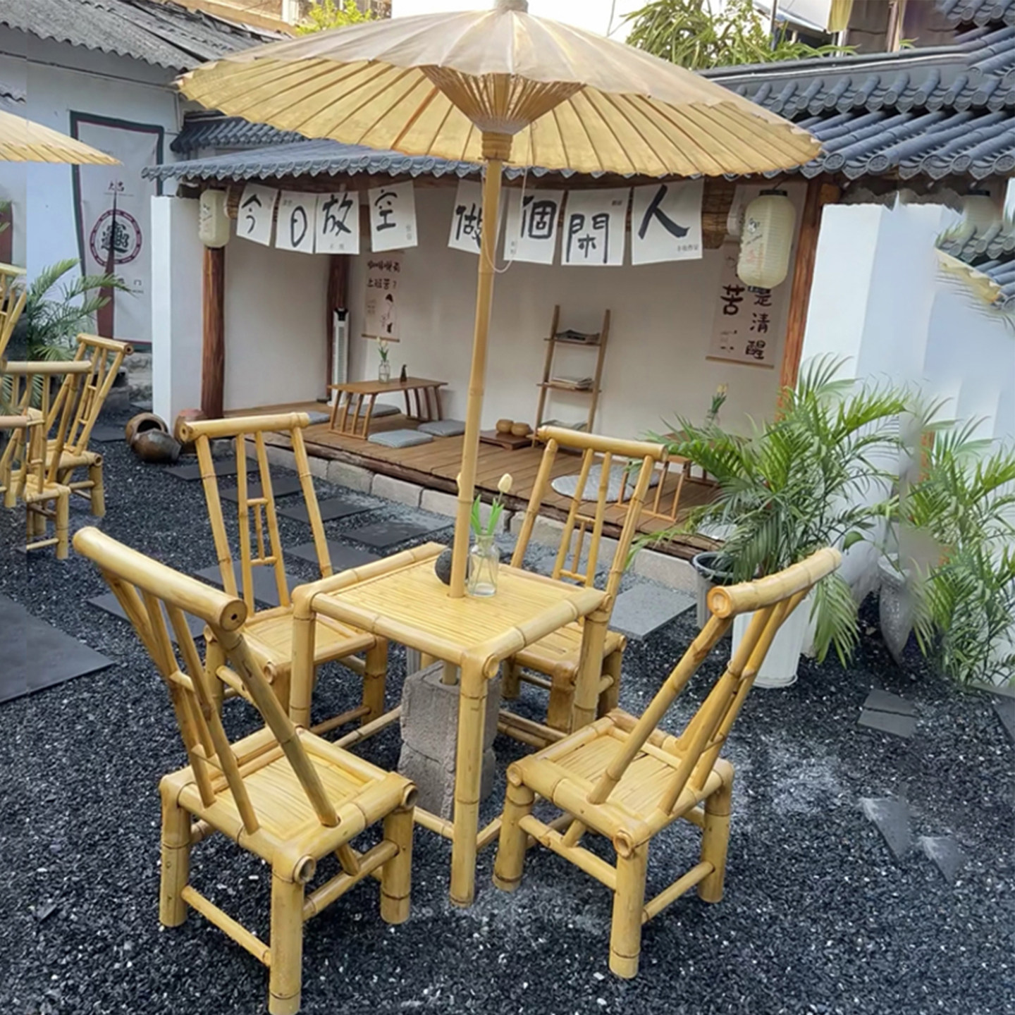 竹椅子靠背椅家用竹凳围炉煮茶民宿罐罐茶老式竹餐椅儿童拍摄道具