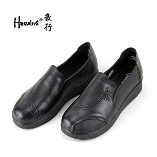 休闲舒适低跟软底女单鞋 2024豪行秋季 真皮妈妈鞋 正品 243726W 新款