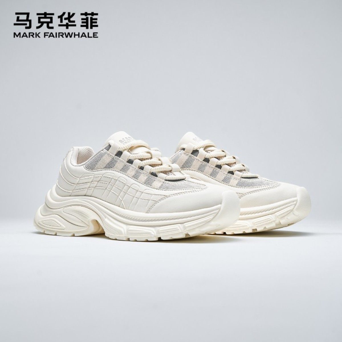 马克华菲白色高级老爹鞋男款2025冬季新款防滑厚底增高休闲运动鞋