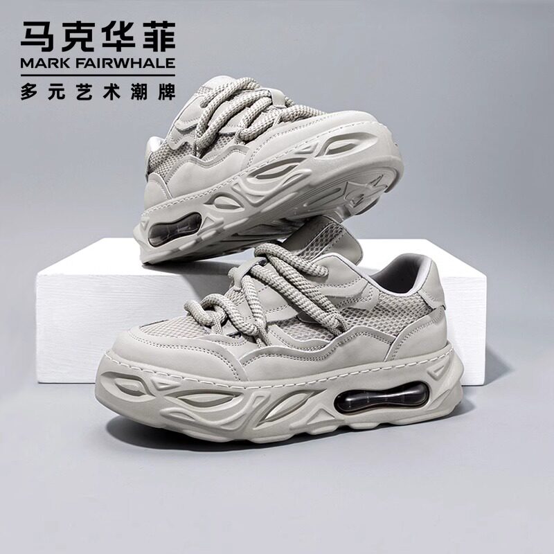 马克华菲鞋子男款夏季透气情侣老爹鞋男士增高面包鞋运动休闲板鞋