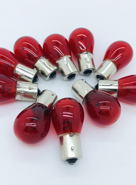 红色 汽车灯泡PR21W 12V高低偏脚12088刹车灯后雾灯泡适用萨博93