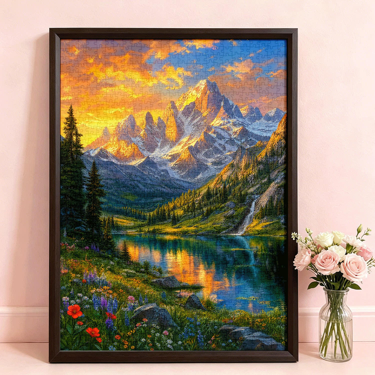 1000片拼图成人加厚纸质千片风景解压打发时间玩具雪山湖景