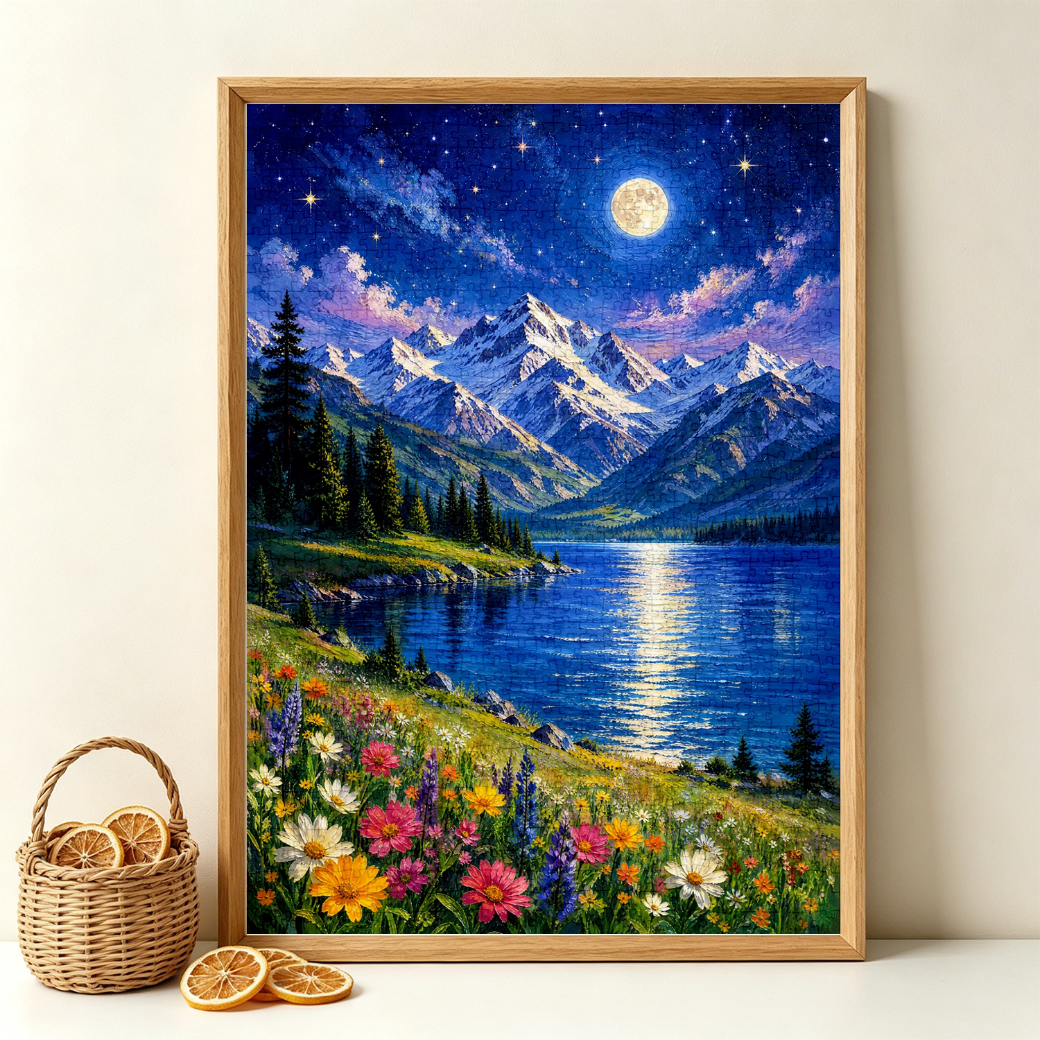 月夜山湖景拼图1000片成人高难度一千片手工居家装饰挂画减压礼物