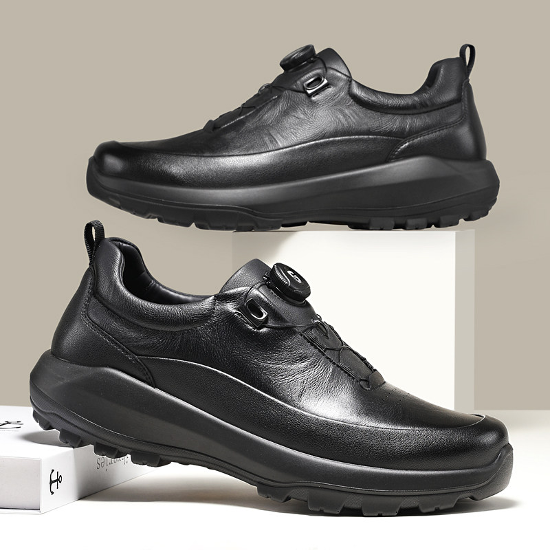 G'VILL贵之步时尚潮鞋黑色轻便舒适秋冬新款男鞋百搭休闲商务皮鞋