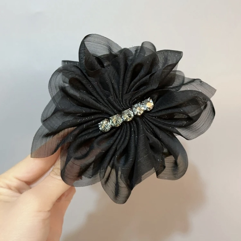 新款网纱8cm抓夹蓬松显发量鲨鱼夹女高级感上班族发饰扎头发夹子