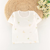 宝宝超薄纯棉短袖 t恤男女儿童夏装 婴儿全棉肩扣打底睡家居上衣A类