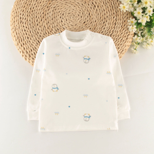 婴儿童春秋纯棉内衣男女宝宝全棉单件上衣套头肩扣冬打底睡衣A类