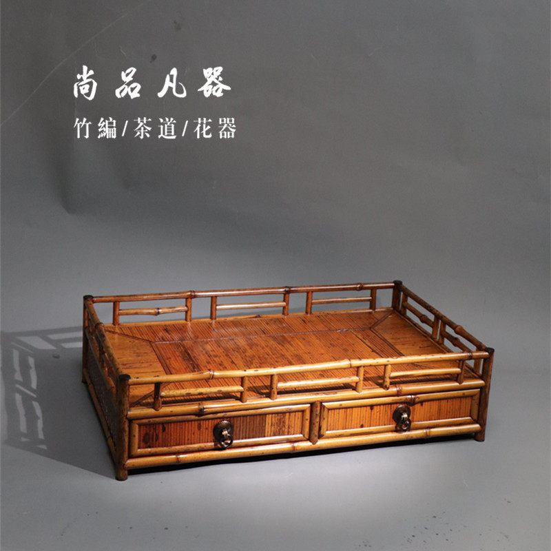 梅鹿竹博古架手工制作贴片文玩收纳架茶棚茶杯置物架展示茶道零配