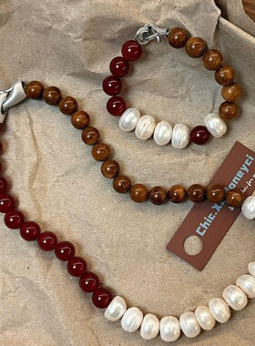 甜酷天然淡水珍珠手链库克玛瑙高级显白个性新潮文艺轻奢百搭项链