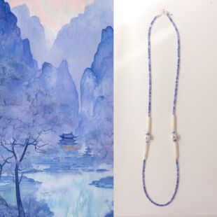 天然青金石海蓝宝小米珠极细925碎银双圈手链百搭手串手饰礼物