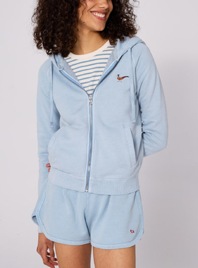 国棉壹厂山鸡绣花开衫女款秋冬纯棉插肩袖拉链卫衣美式休闲外套