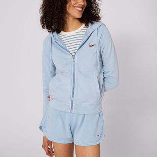 国棉壹厂山鸡绣花插肩袖拉链卫衣女款纯棉美式休闲连帽拉链外套