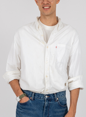 国棉壹厂Buttondown单袋牛津纺双面磨毛长袖衬衫商务休闲纯棉衬衣