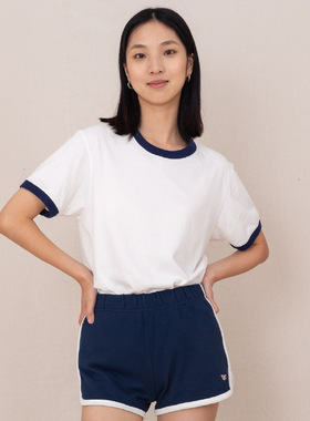 国棉壹厂复古60S运动短裤女款美式休闲纯棉高腰A字裤显瘦舒适百搭