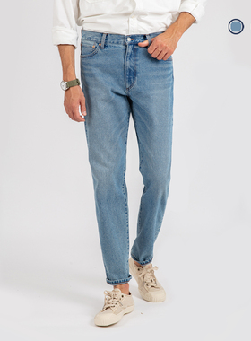 国棉壹厂复古轻洗水牛仔裤男女全棉手工轻擦猫须修身锥形轻磅长裤