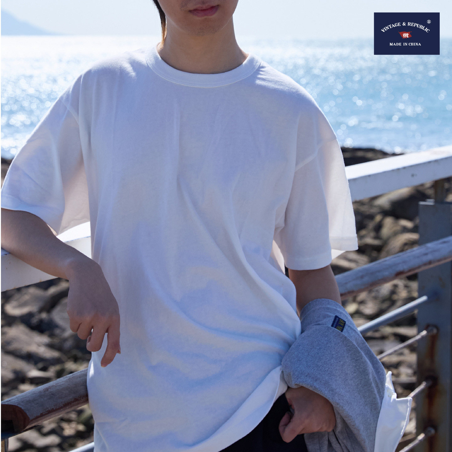 国棉壹厂小海军BOYNAVY系列纯棉宽松短袖t恤男女款白色内搭打底衫,男装,T恤,淘宝优惠券,粉丝福利购,淘宝优惠卷