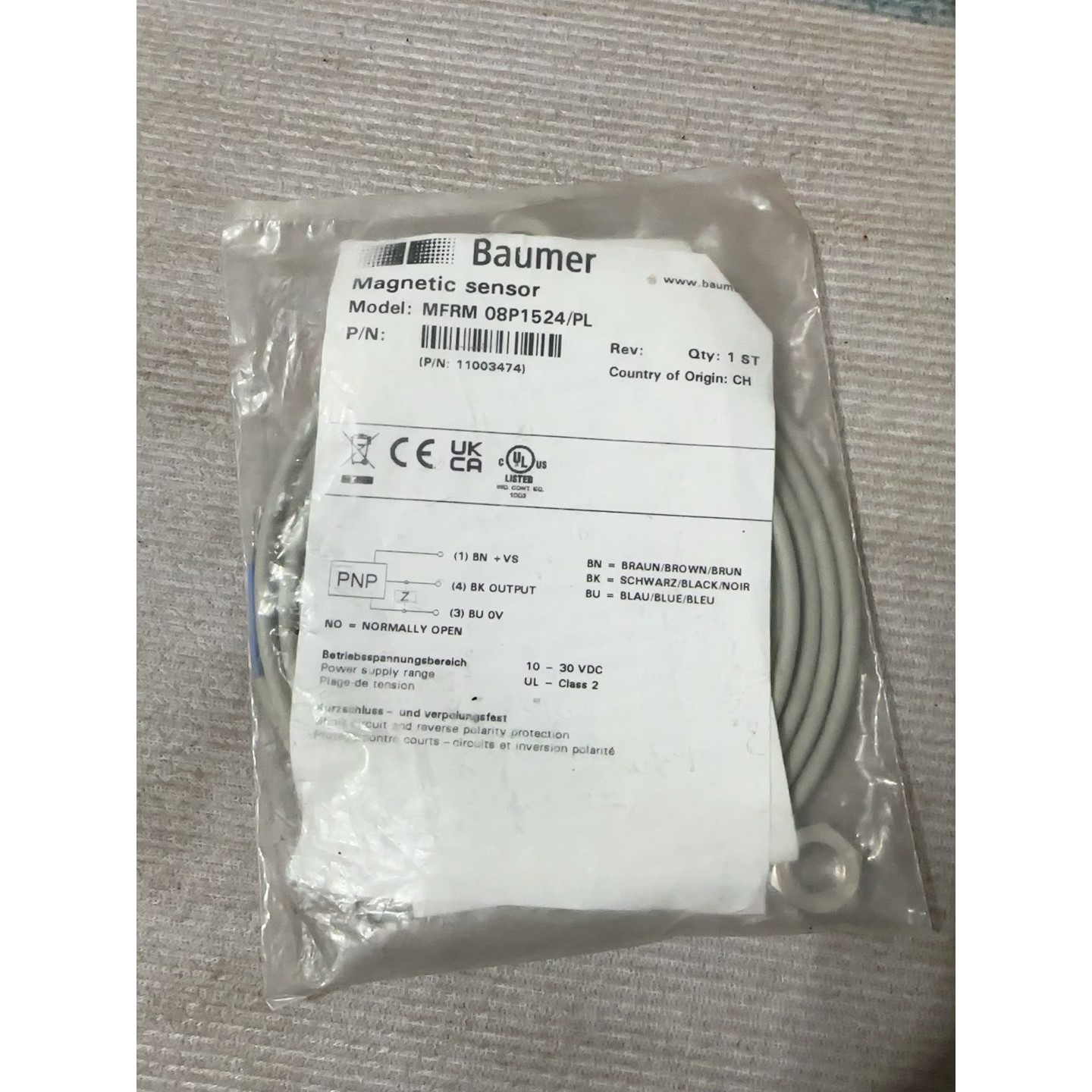 全新原装Baumer堡盟MFRM 08P1524/PL磁式接议价产品
