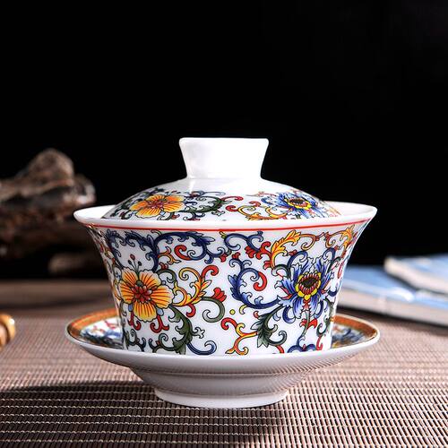 盖碗茶具茶杯300ml大码三炮台