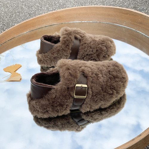 秋冬女两穿加绒一脚蹬勃肯棉鞋