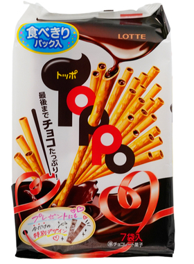 【恩雅家】乐天toppo巧克力棒饼干84g/包 日本进口低卡零食手指棒