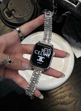 新款锆石糖果表链适用ApplewatchS11表带iwatch98苹果S10手表7se3