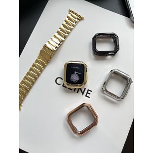 TPU电镀防摔保护软壳适用于苹果S11手表iWatchS1098SE3镂空保护套