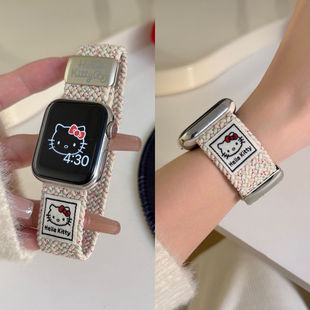 新款TK猫编织磁吸适用ApplewatchS9表带iwatch8苹果S10手表7654se