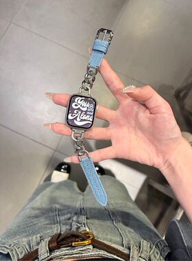 适用小米9pro手环表带苹果S11iwatchS109se3单链牛仔表带小米9nfc