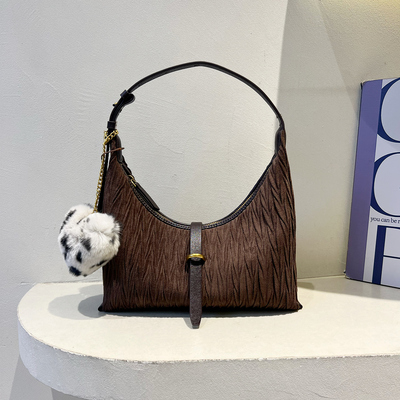 麂皮褶皱hobo腋下包单肩饺子包