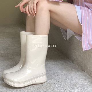 CHILIGIRL防水雨靴女韩国2023新款糖果色厚底防滑大头中筒靴雨鞋