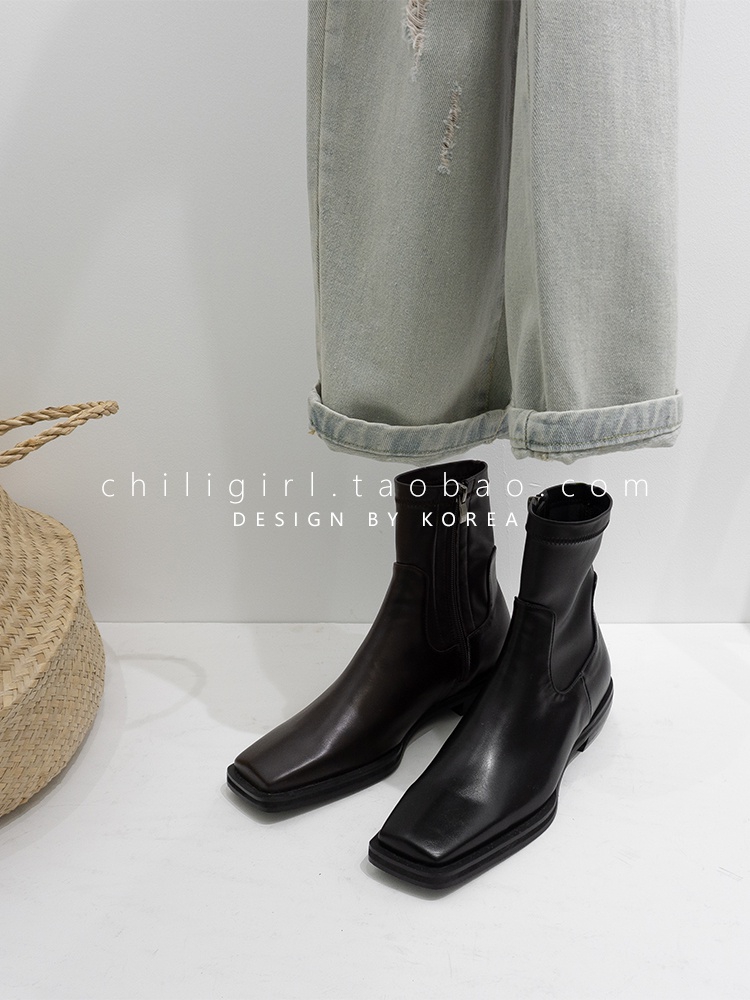 CHILIGIRL新款韩国方头瘦瘦靴