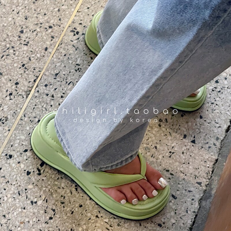 chiligirl网红凉拖鞋女夏时尚韩国东大门潮流厚底人字拖增高轻便