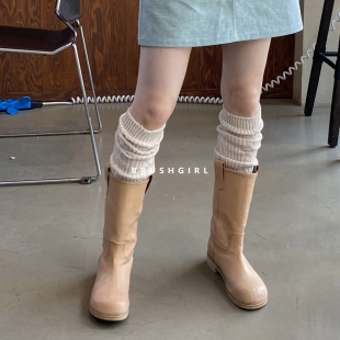 CHILIGIRL夏季 靴子东大门百搭洋气圆头套筒旅游穿搭中筒靴女韩系