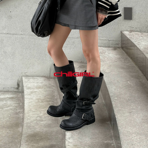 CHILIGIRL废土堆堆靴中跟不过膝
