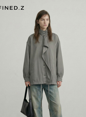 Defined.Z/ZD [茧序] 26春铜氨丝莱赛尔混纺廓形宽松飘页立领外套