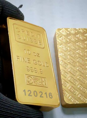 仿真10盎司瑞士金条10oz瑞士银行金条黄铜镀金样品金条道具摆件