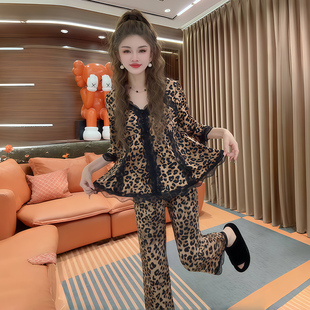 性感蕾丝拼接家居服套装 德绒保暖韩版 外穿 新款 网红睡衣女2025秋季