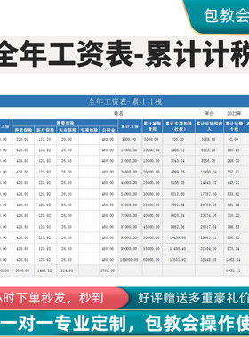 2023年新规原创设计全年工资表累计计税新个税EXCEL表格系统