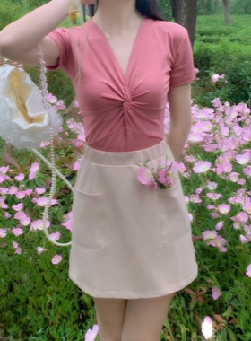 晚时光 【秒杀】高腰复古显瘦半身短裙 短款A字半身裙